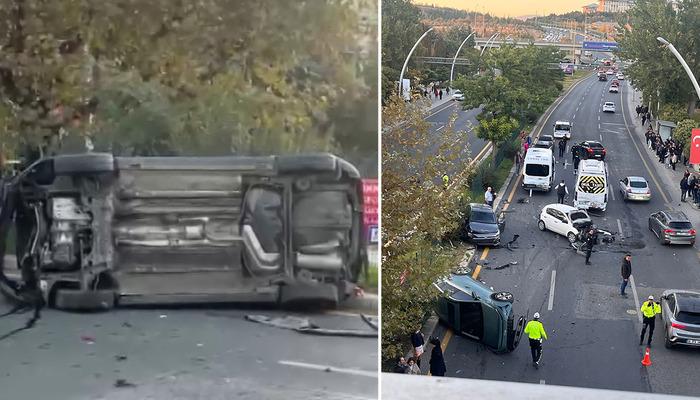 Ankara’da zincirleme kaza! 8 araç çarpıştı